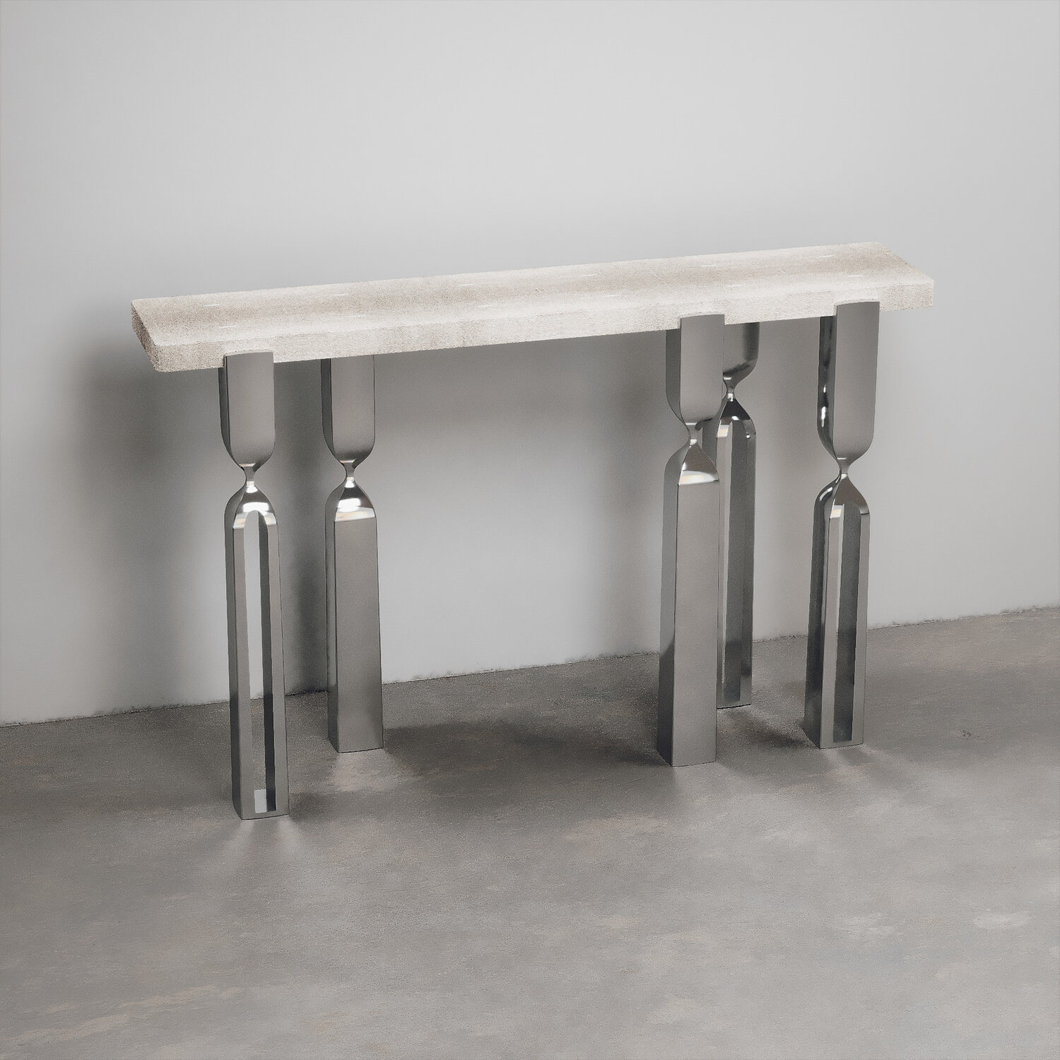 KIFU PARISRhapsody Console with Polished Steel Legs控制臺