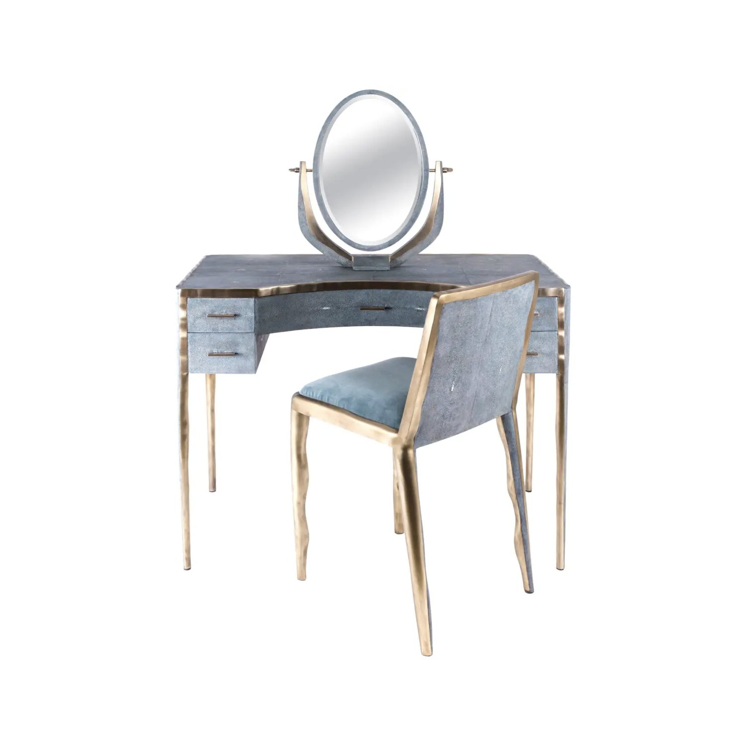 R&Y AugoustiMelting Vanity Table in Blue Shagreen梳妝臺(tái)