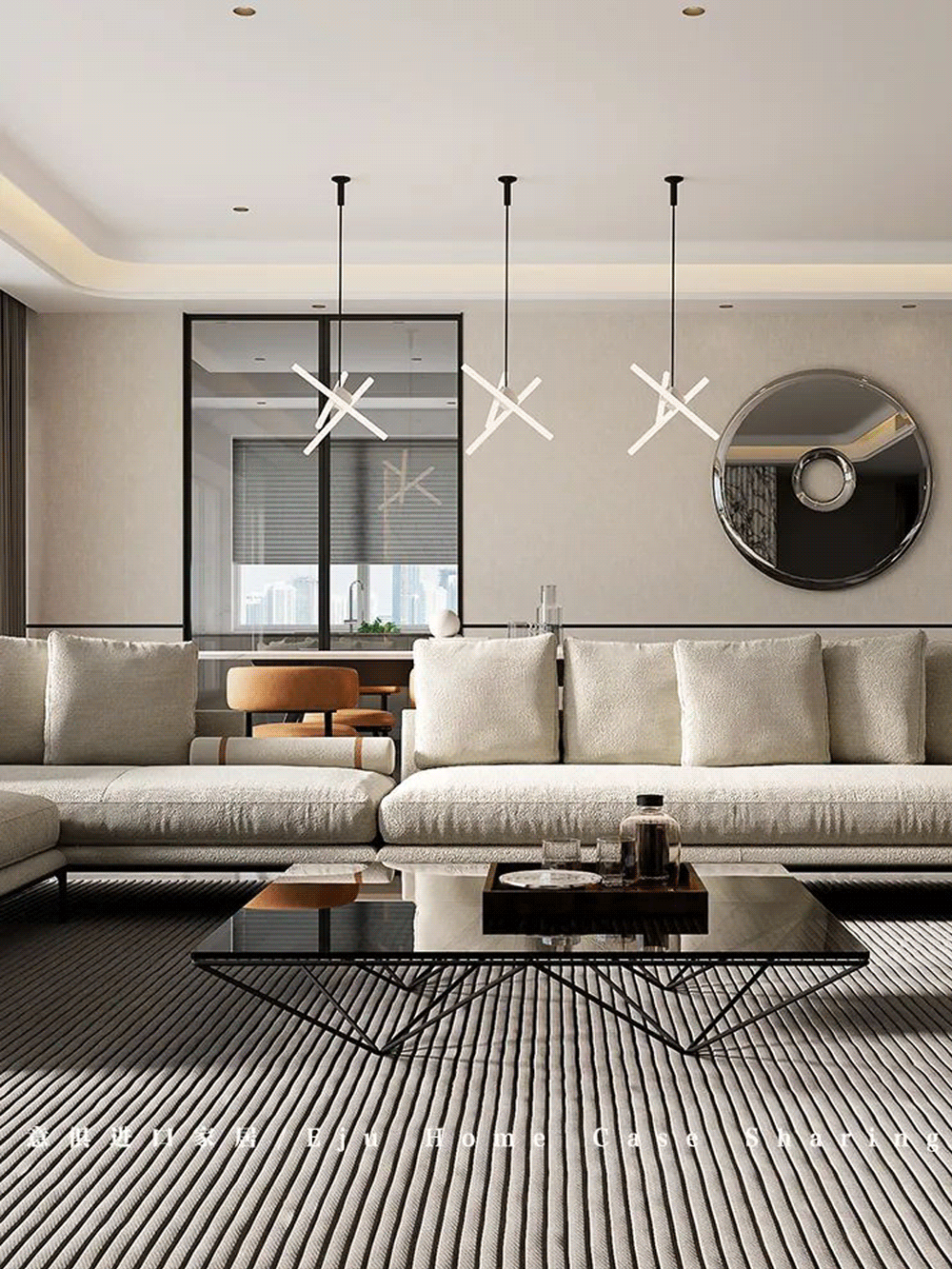 【杭州大平層軟裝全案】現(xiàn)代大平層的超大橫廳怎么裝點?一口氣給你三個選擇方案！